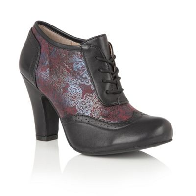 Lotus Black leather 'Kale' lace up shoe boots